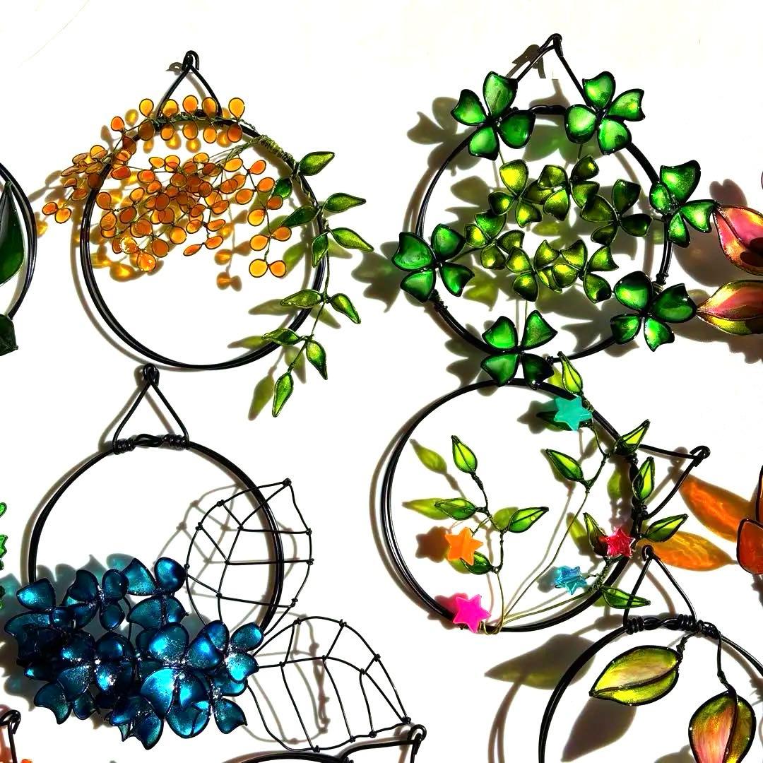 ミニリース12点セット　ワイヤークラフト　ディップアート　壁飾り　インテリア