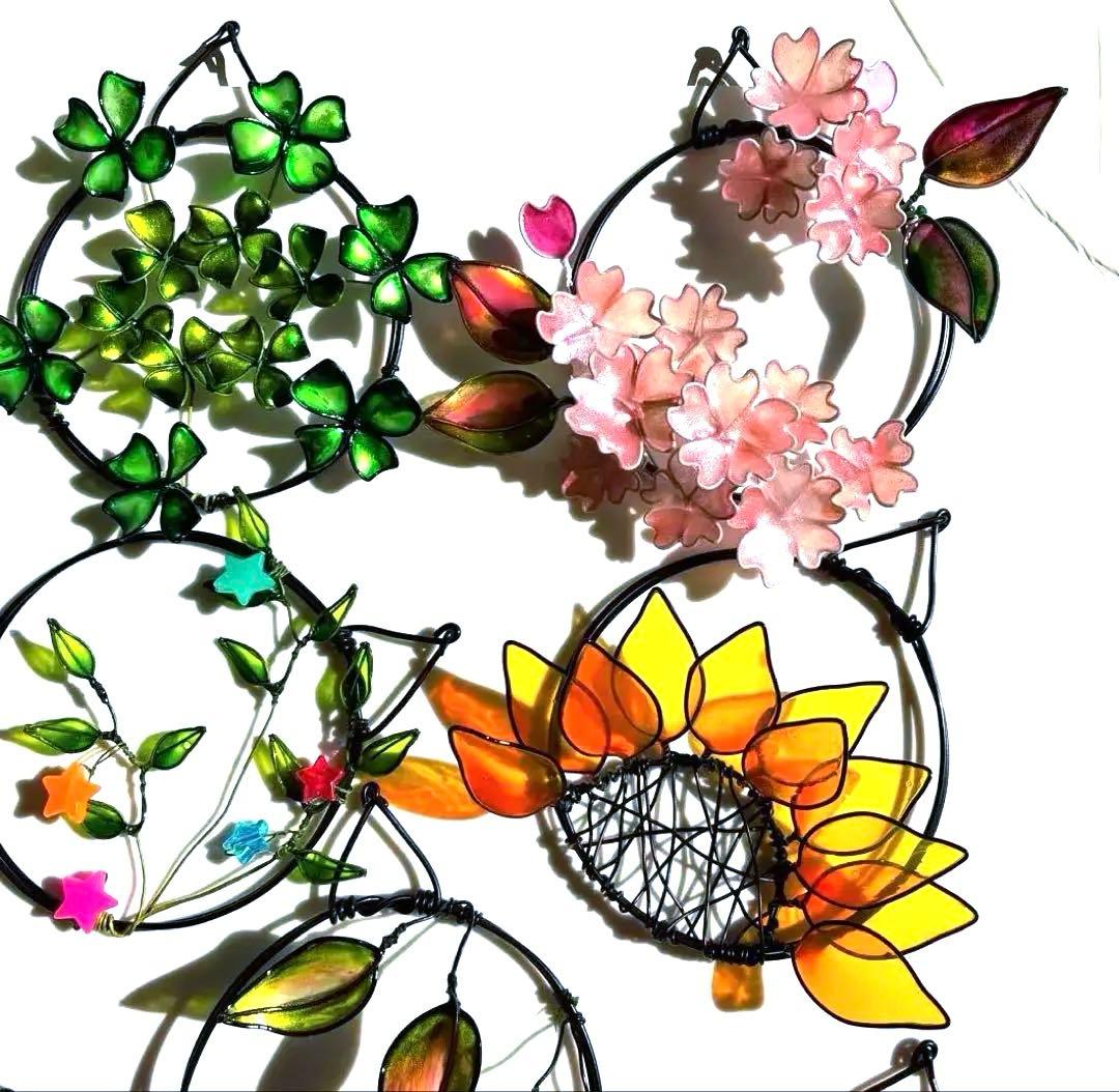 ミニリース12点セット　ワイヤークラフト　ディップアート　壁飾り　インテリア