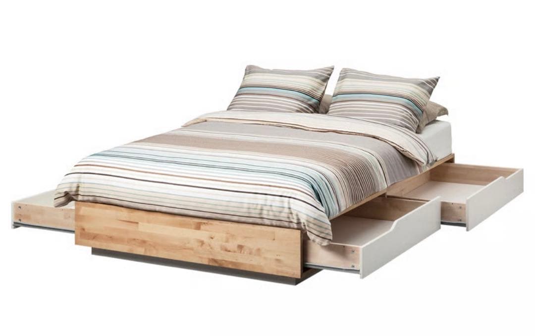 【7/12まで】セミダブル　ベットフレーム収納付き　（IKEA MANDAL)