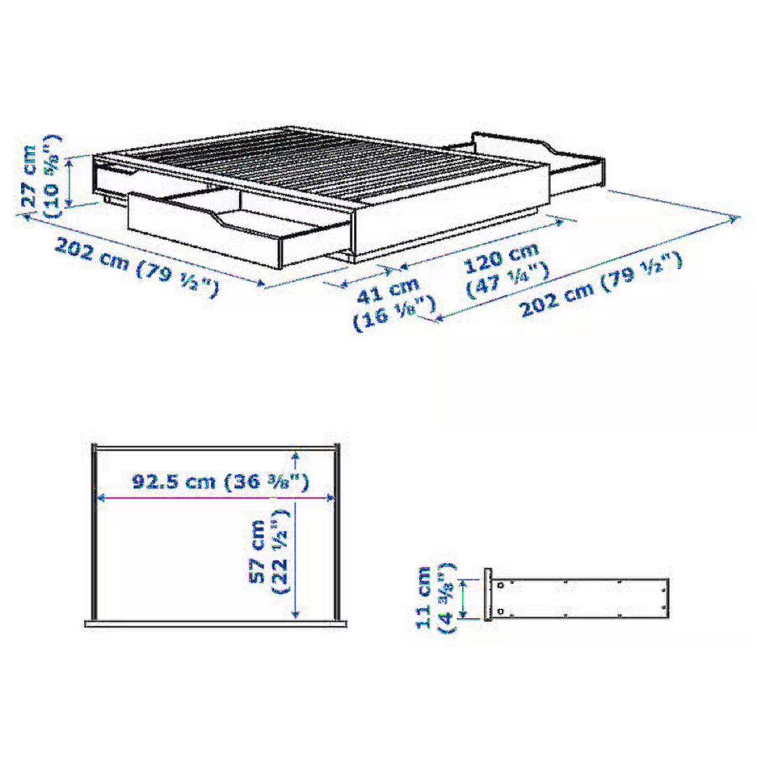 【7/12まで】セミダブル　ベットフレーム収納付き　（IKEA MANDAL)