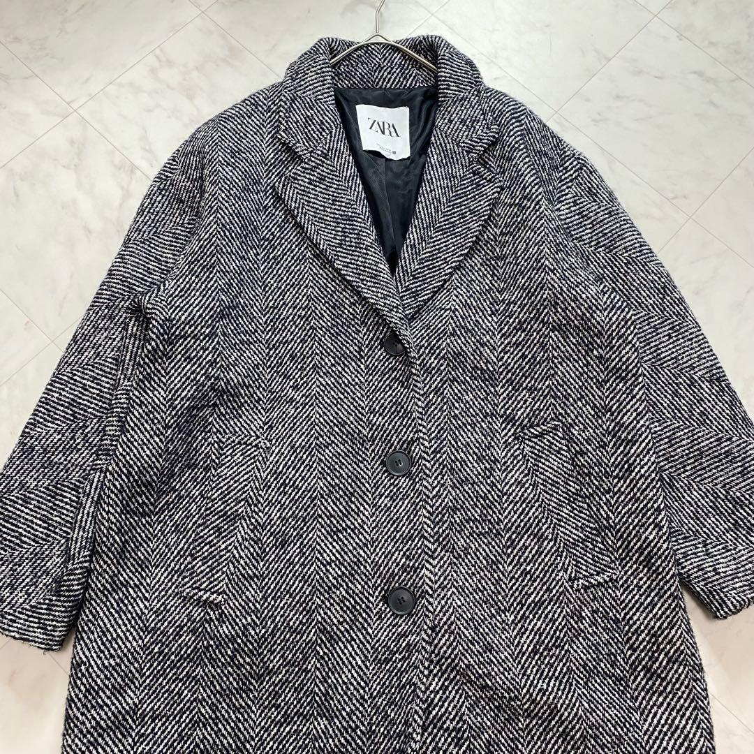 極美品✨ZARA ザラ　ヘリンボーン　チェスターコート　L オーバーサイズ