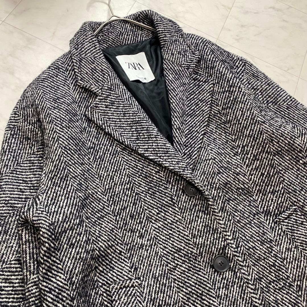 極美品✨ZARA ザラ　ヘリンボーン　チェスターコート　L オーバーサイズ