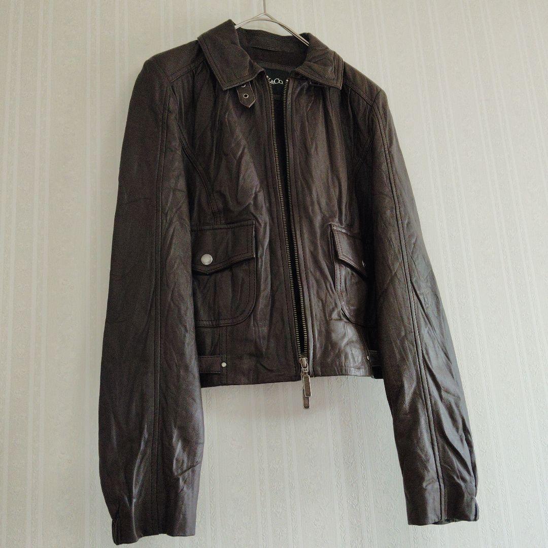 美品　MAX&Co.ブラウン レザーライダースジャケット　38