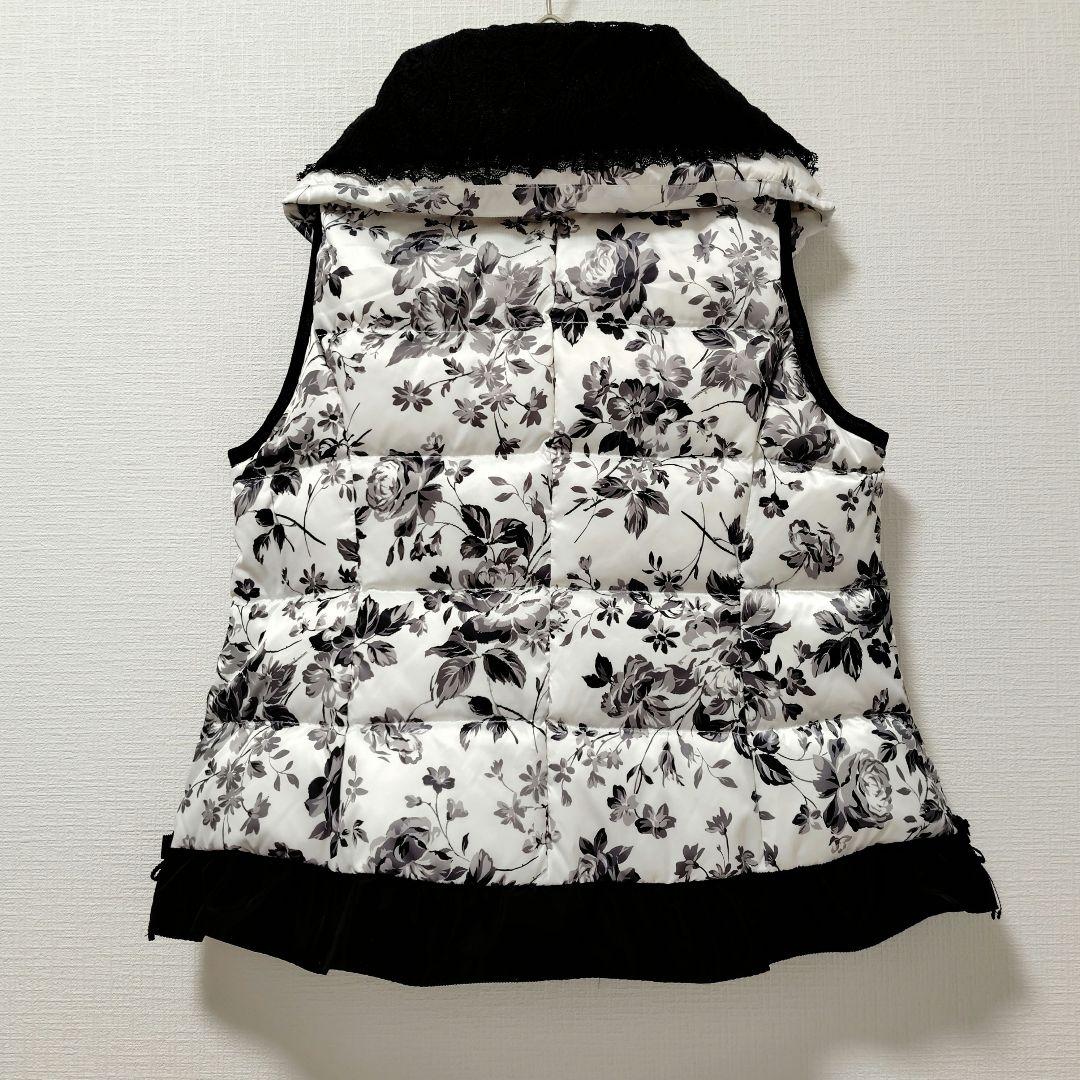 ◆美品◆　スーパービューティー　花柄　ダウンベスト　襟元レース　42