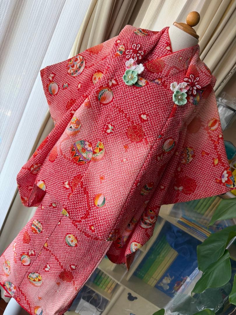 3歳七五三 着物と被布セット 絞り柄