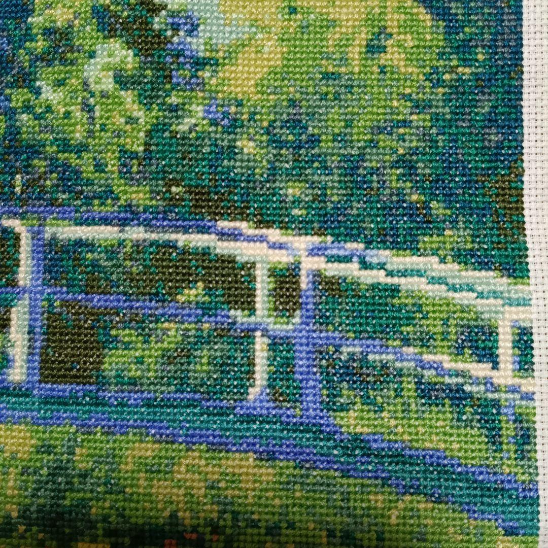 モネ 睡蓮の池 カウントクロスステッチ 完成品