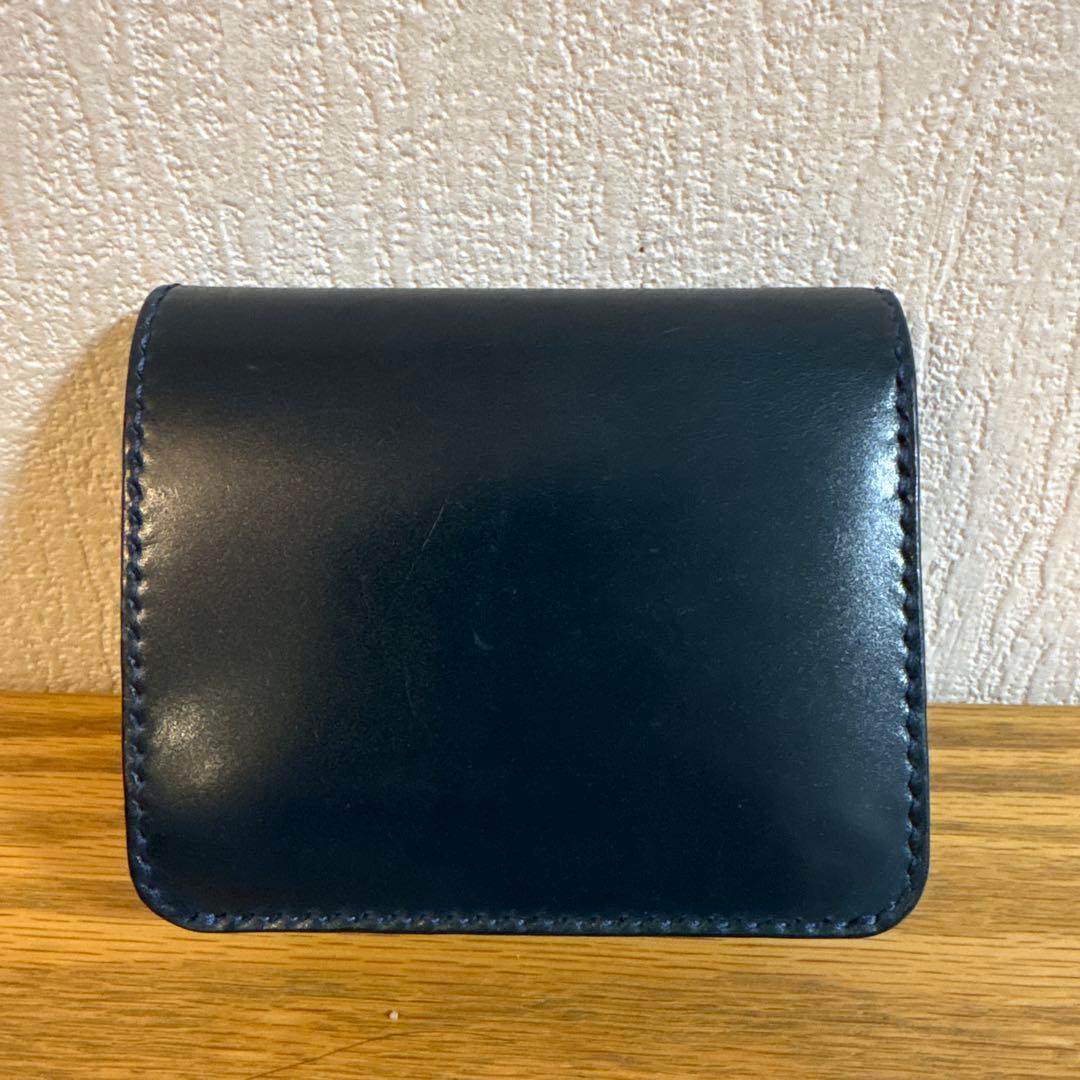 最終値下げ　コードバン　折り財布　ネイビー
