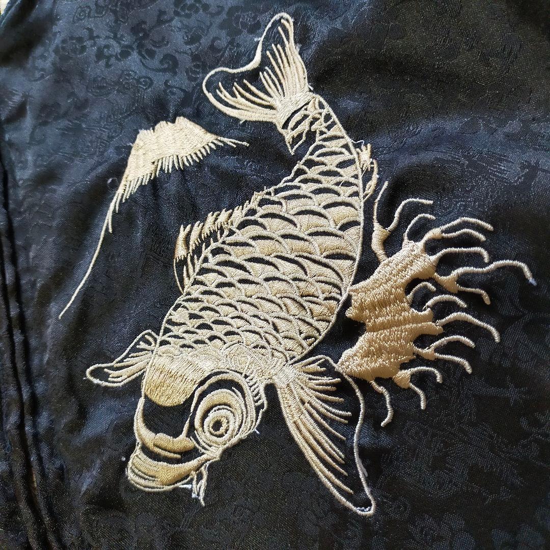 QqCcaan　龍刺繍　М　リバーシブル　スカジャン　鯉　ドラゴン　サテン