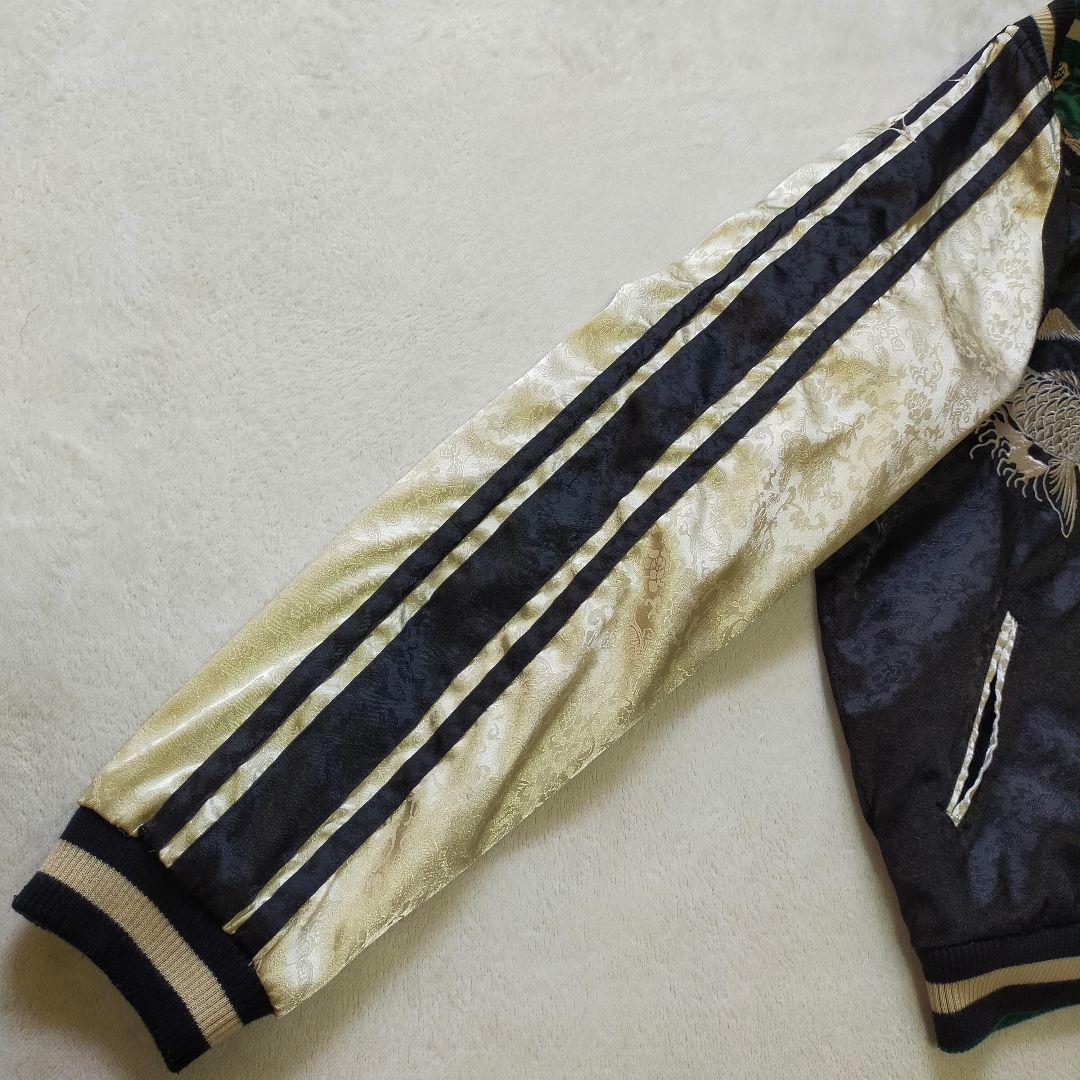 QqCcaan　龍刺繍　М　リバーシブル　スカジャン　鯉　ドラゴン　サテン