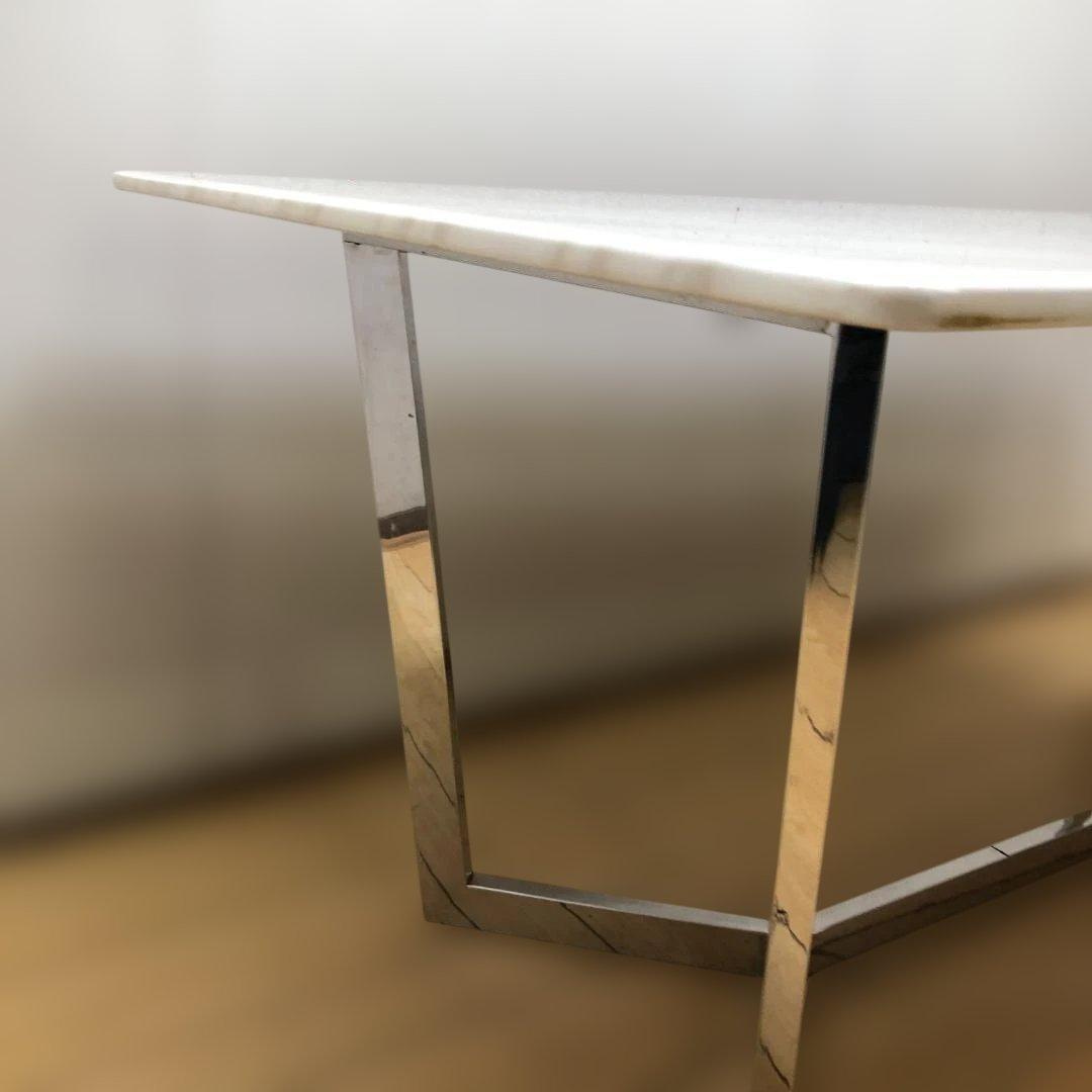 【送料無料】天然大理石 ダイニングテーブル ステンレス脚 高級感 250311