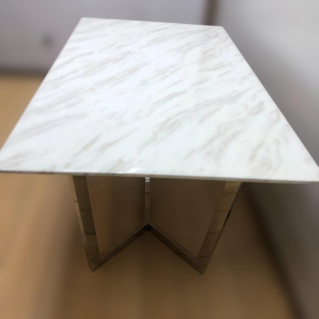 【送料無料】天然大理石 ダイニングテーブル ステンレス脚 高級感 250311