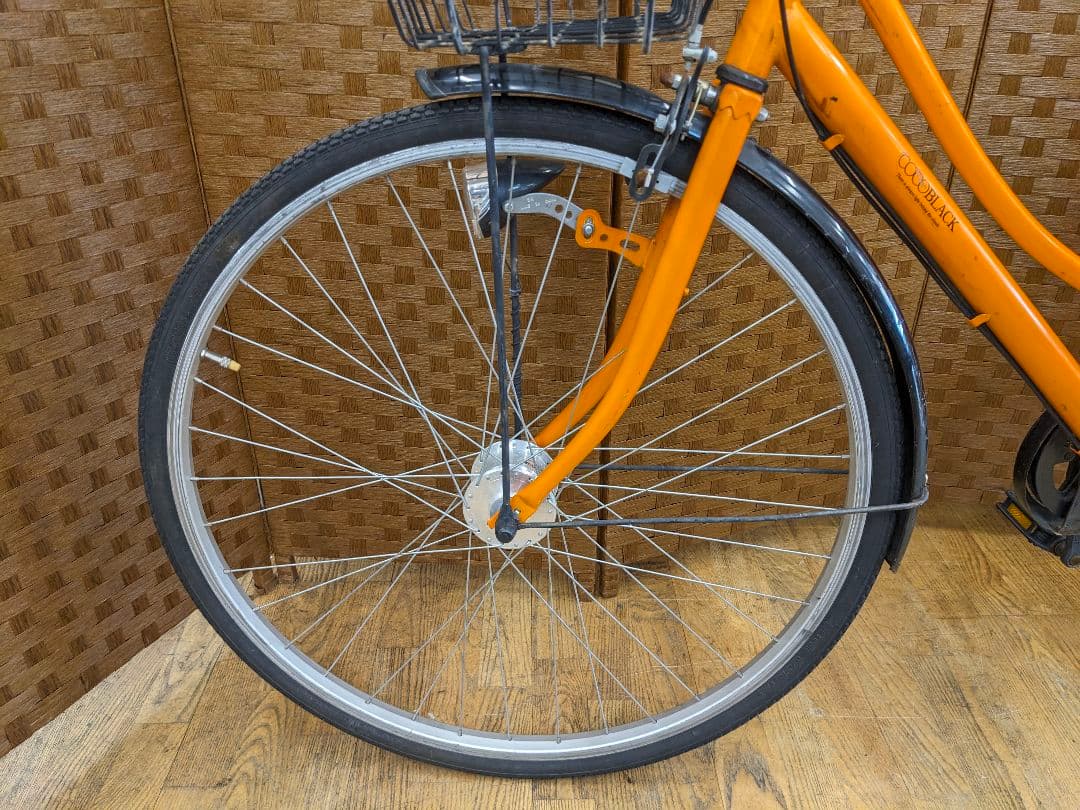 U095 普通自転車　27インチ 6段変速 LEDオートライト オレンジ