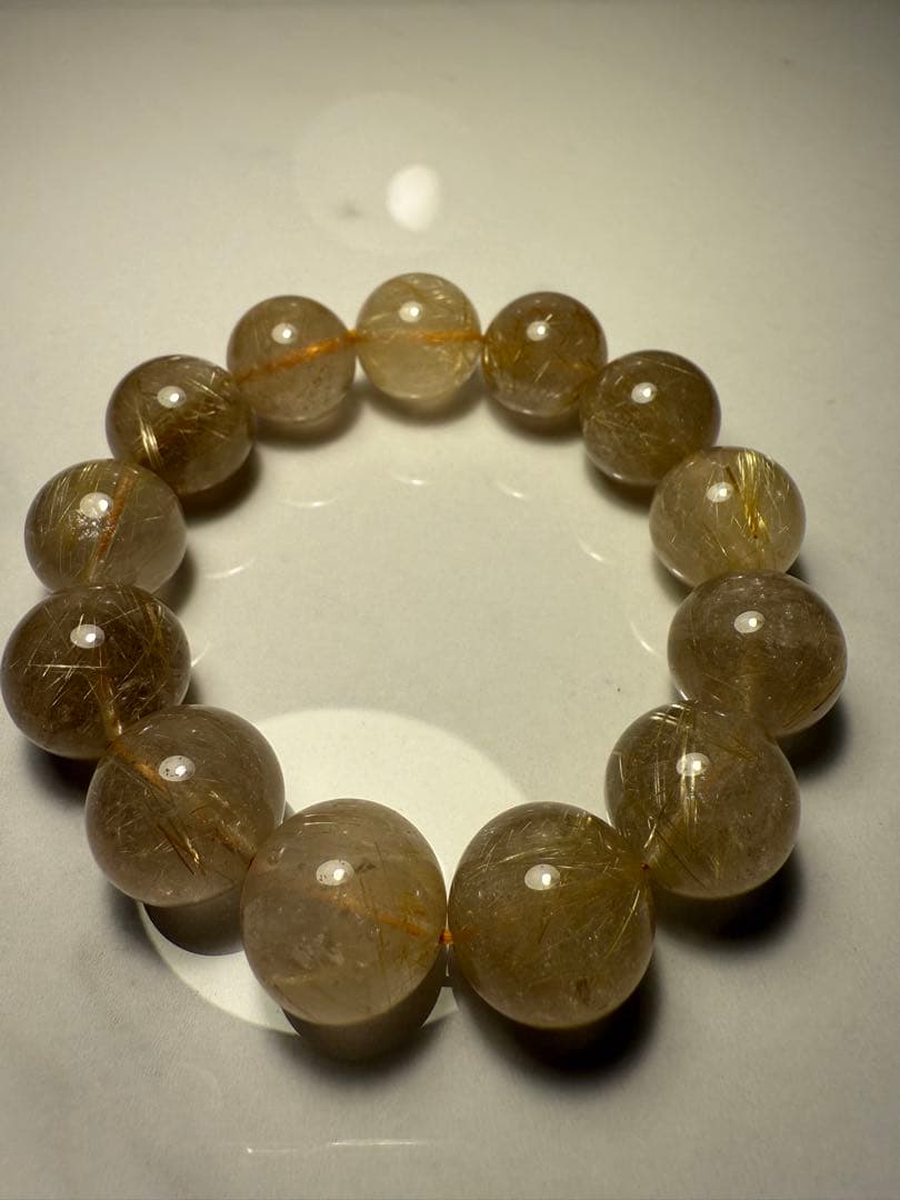 天然ゴールドルチルクォーツ ブレスレット 大玉17.5mm 高透明度 金運