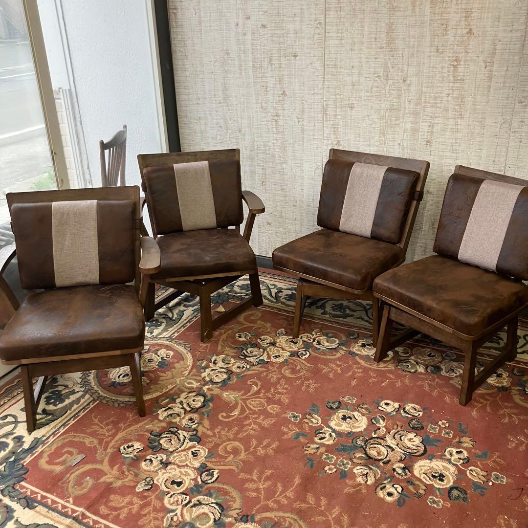 ② 北欧レトロ 上久商店 大川家具 ノゾミ 回転式 天然木製椅子 アームチェア