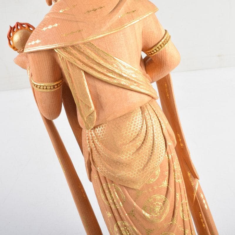 江戸　仏教美術　佛師聖峰造彩色木彫虚空蔵菩薩立像　共箱　M　8933A