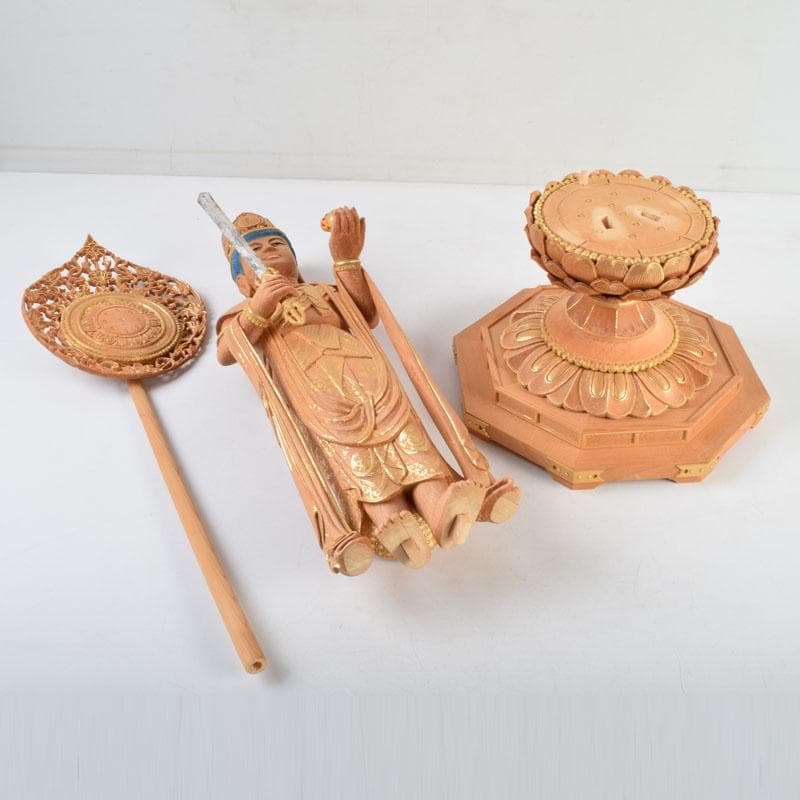 江戸　仏教美術　佛師聖峰造彩色木彫虚空蔵菩薩立像　共箱　M　8933A