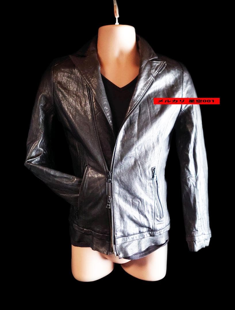 FUGA 黒 羊革 ライダースジャケット フーガ 44 本革 ラムレザー バイク