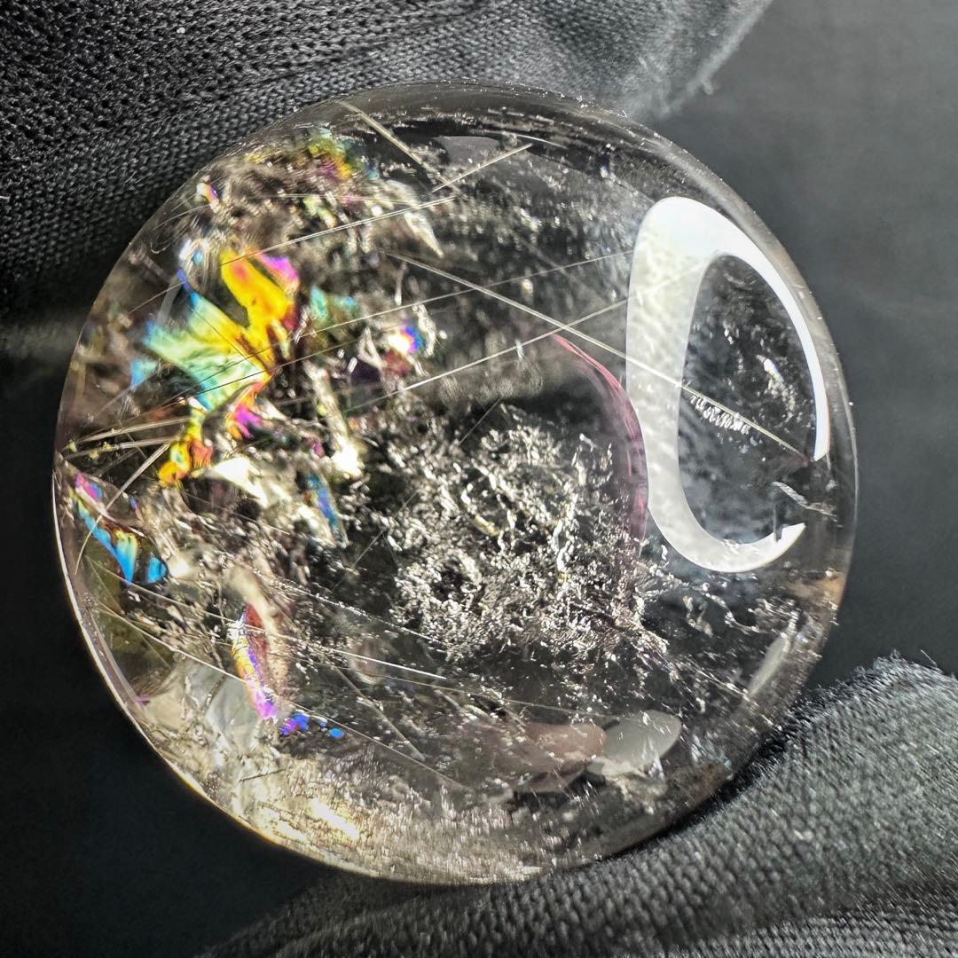 金運最強✴️レインボー☆スモーキーチルクォーツ丸玉パワーストーンスフィアA1252