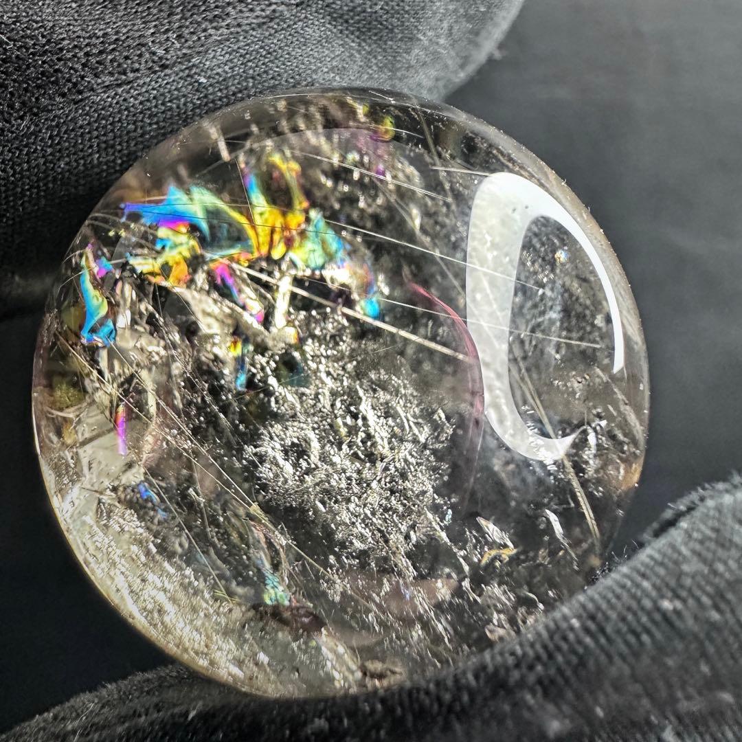 金運最強✴️レインボー☆スモーキーチルクォーツ丸玉パワーストーンスフィアA1252