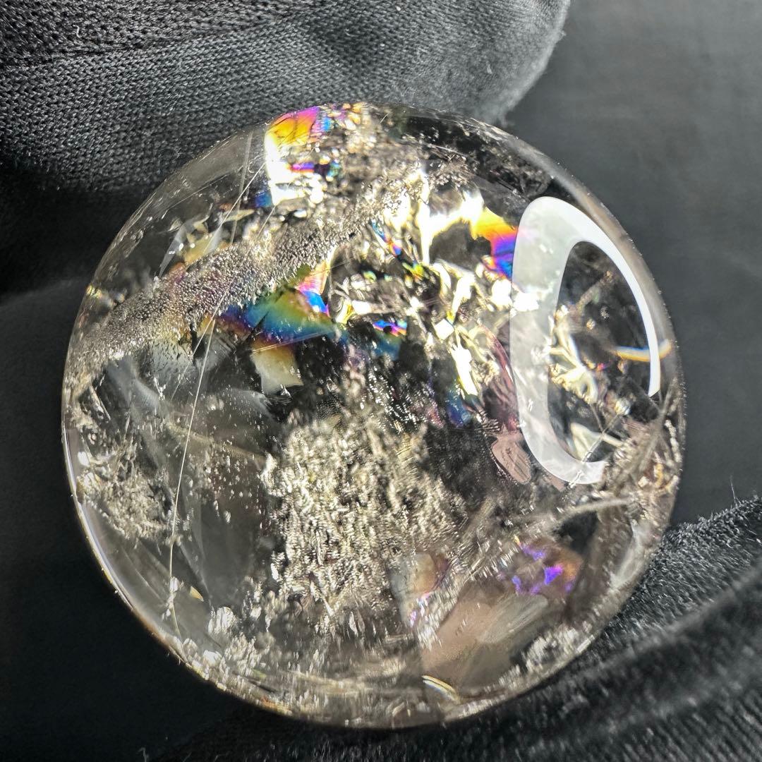 金運最強✴️レインボー☆スモーキーチルクォーツ丸玉パワーストーンスフィアA1252