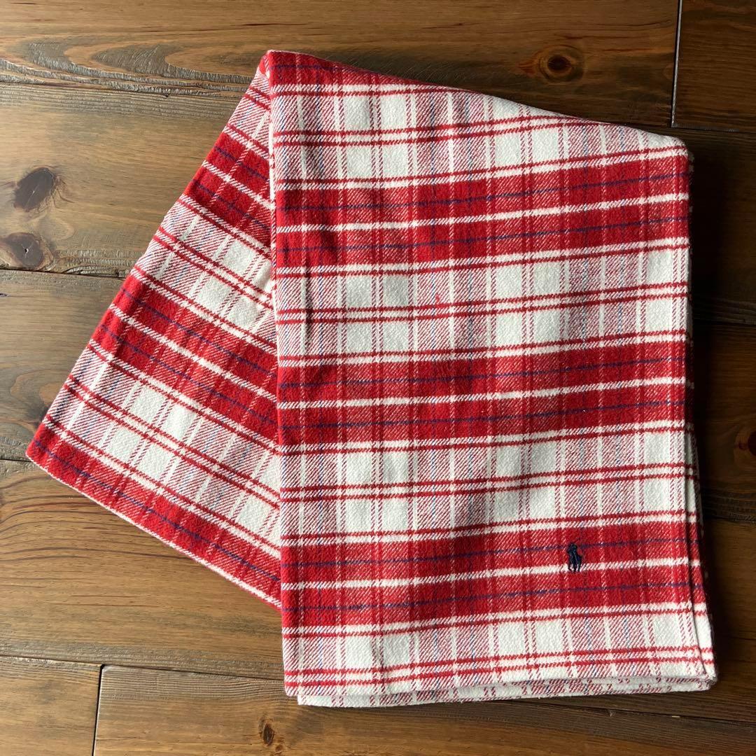 ラルフ・ローレン チェック柄ブランケット 赤