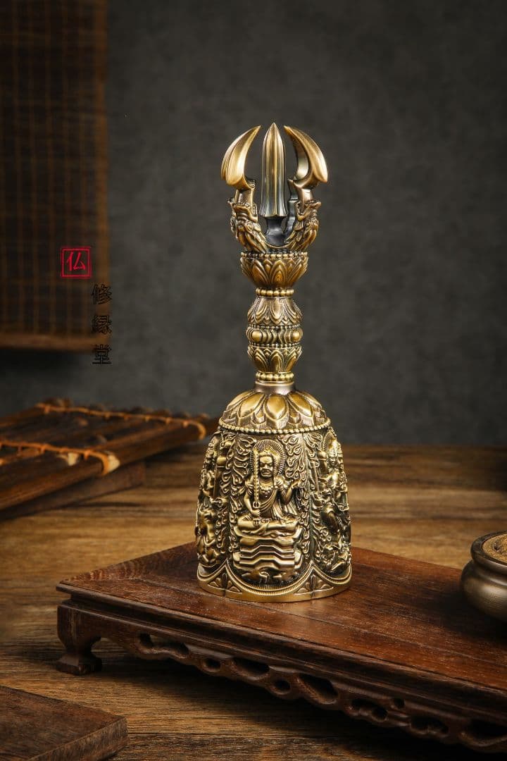 【修縁堂】真言宗 チベット密教 法器 五大明王金剛鈴 仏教法具