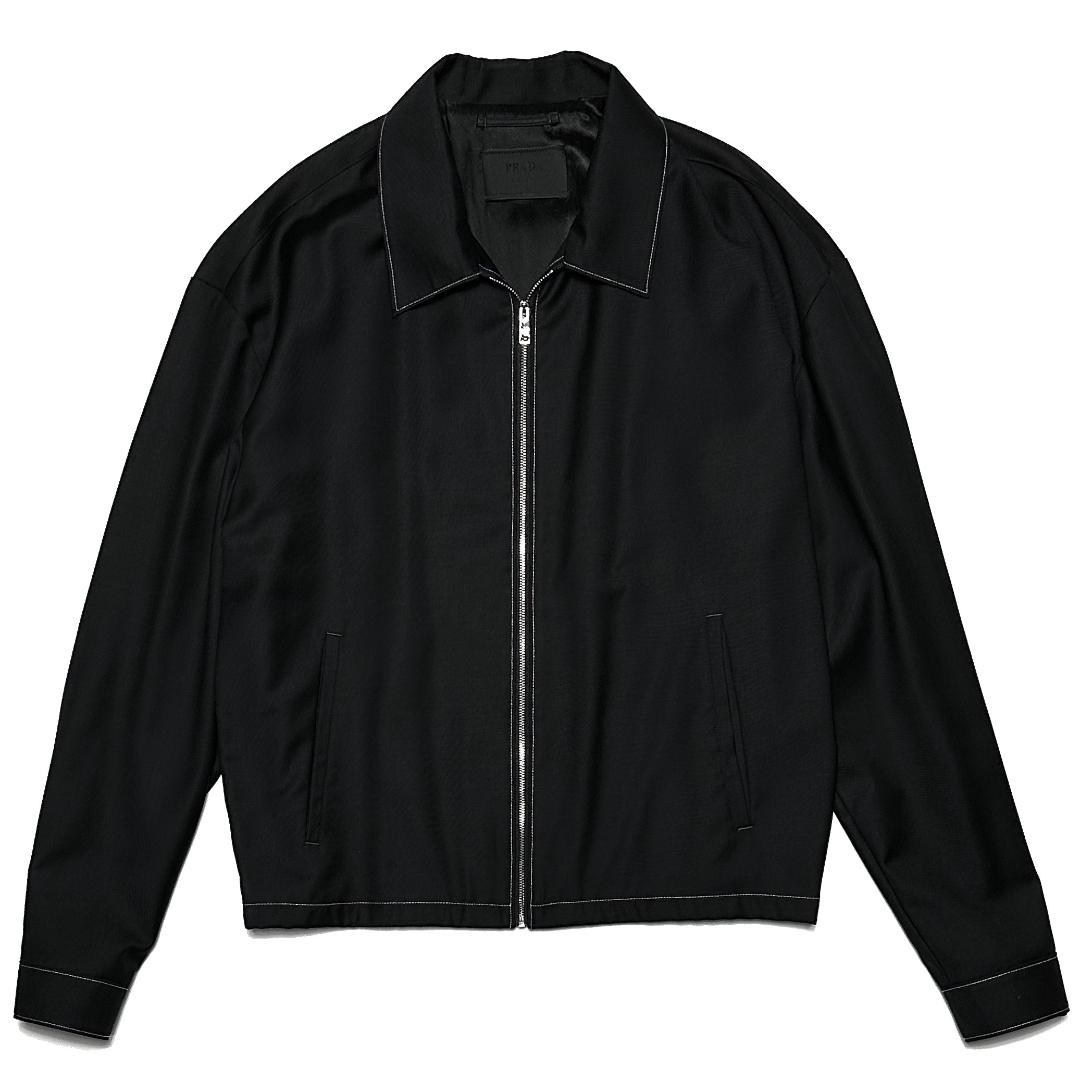正規品 PRADA Virgin Wool Zip Up ジャケット L 黒本物