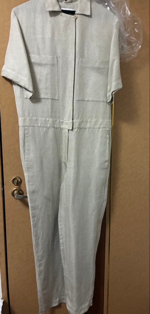 1回着用クリ－ニング済定価5.8万 エブールリネンビスヘリンボーンオールインワン