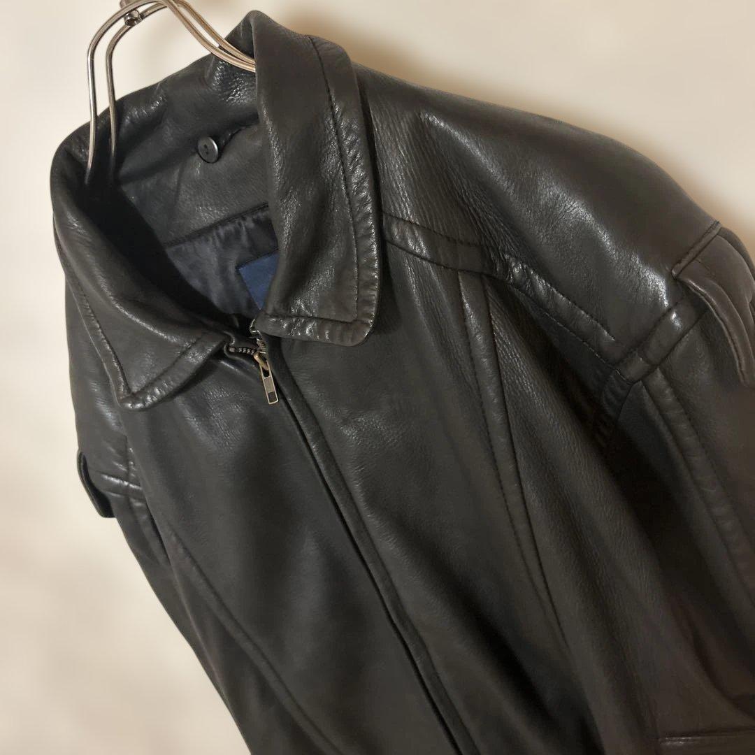 超柔らか　レザージャケット　革ジャン　鹿革　A-2　ライダース　本革　古着　上質