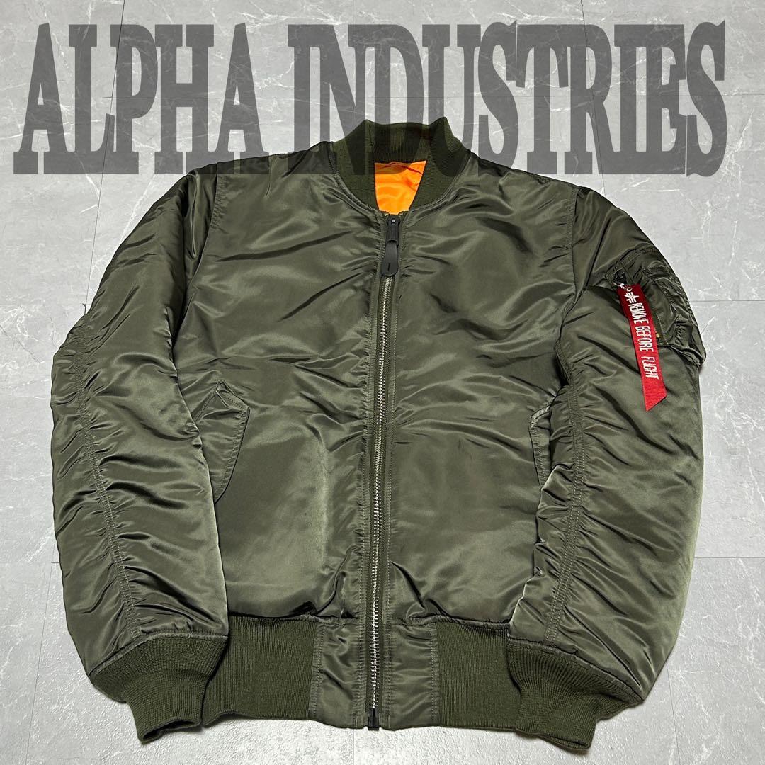 【ALPHA】訳アリ美品 MA-1 フライトジャケット カーキ 赤タグ付き L