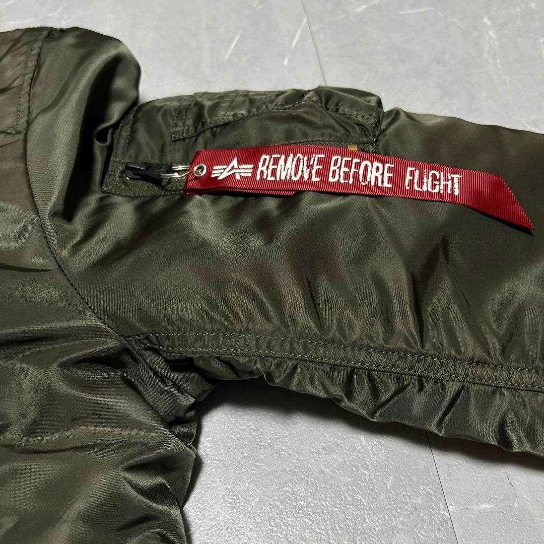 【ALPHA】訳アリ美品 MA-1 フライトジャケット カーキ 赤タグ付き L