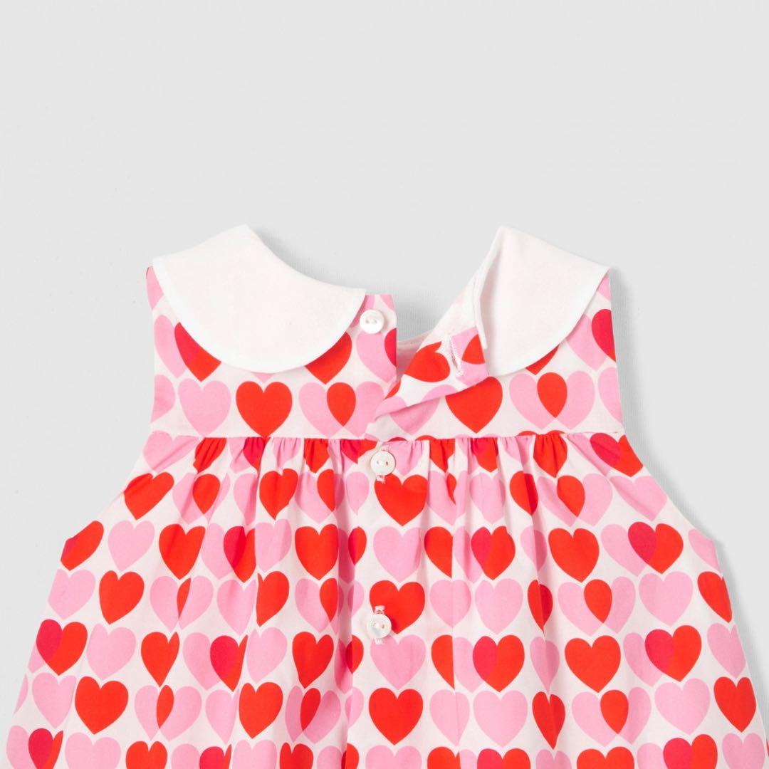 【新品】jacadi 衿付きワンピース　ハート柄　セットアップ　6M