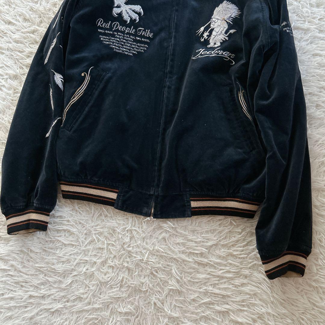 XLサイズ テッドマン　スカジャン　リバーシブル　ベロア　USA製　サテン　刺繍