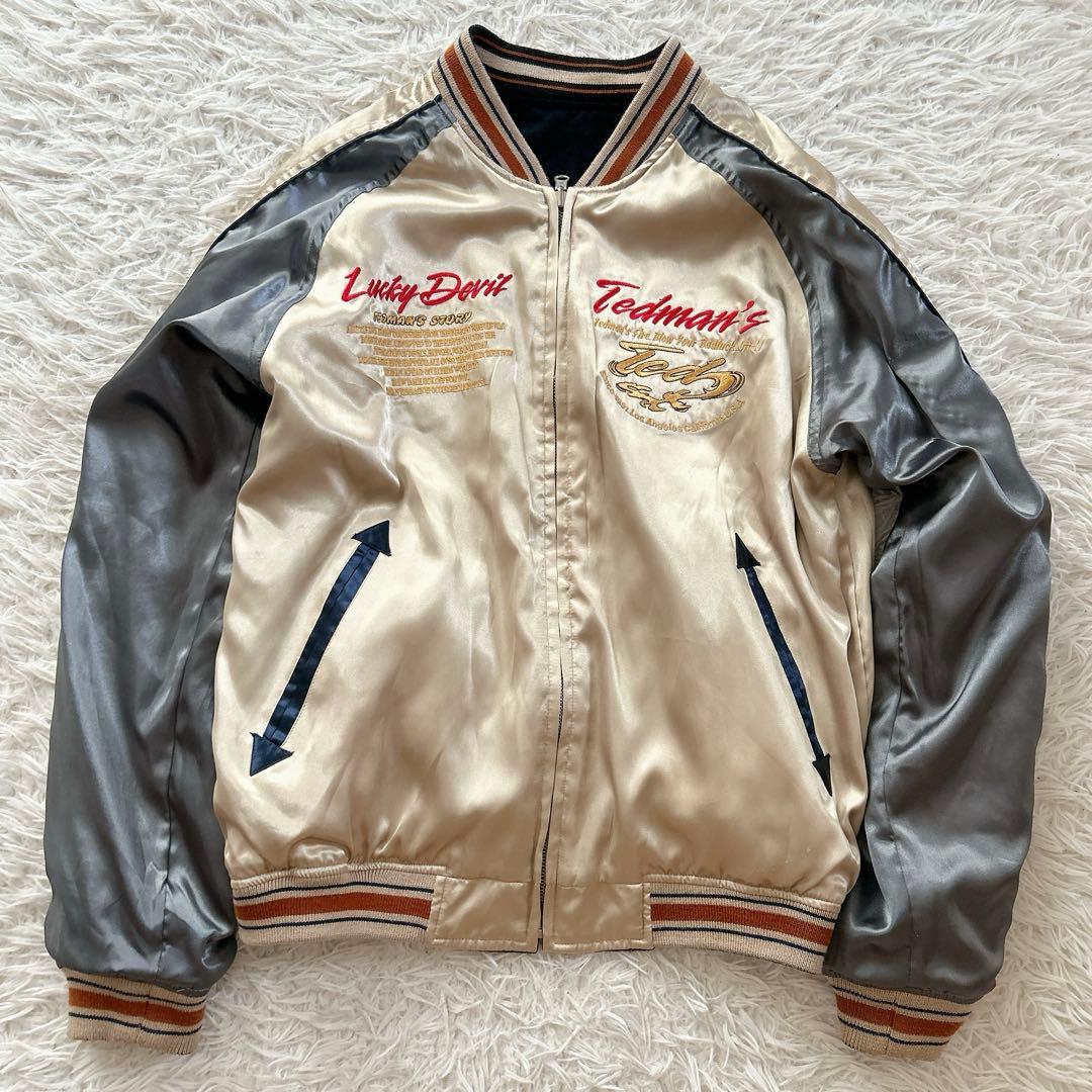 XLサイズ テッドマン　スカジャン　リバーシブル　ベロア　USA製　サテン　刺繍