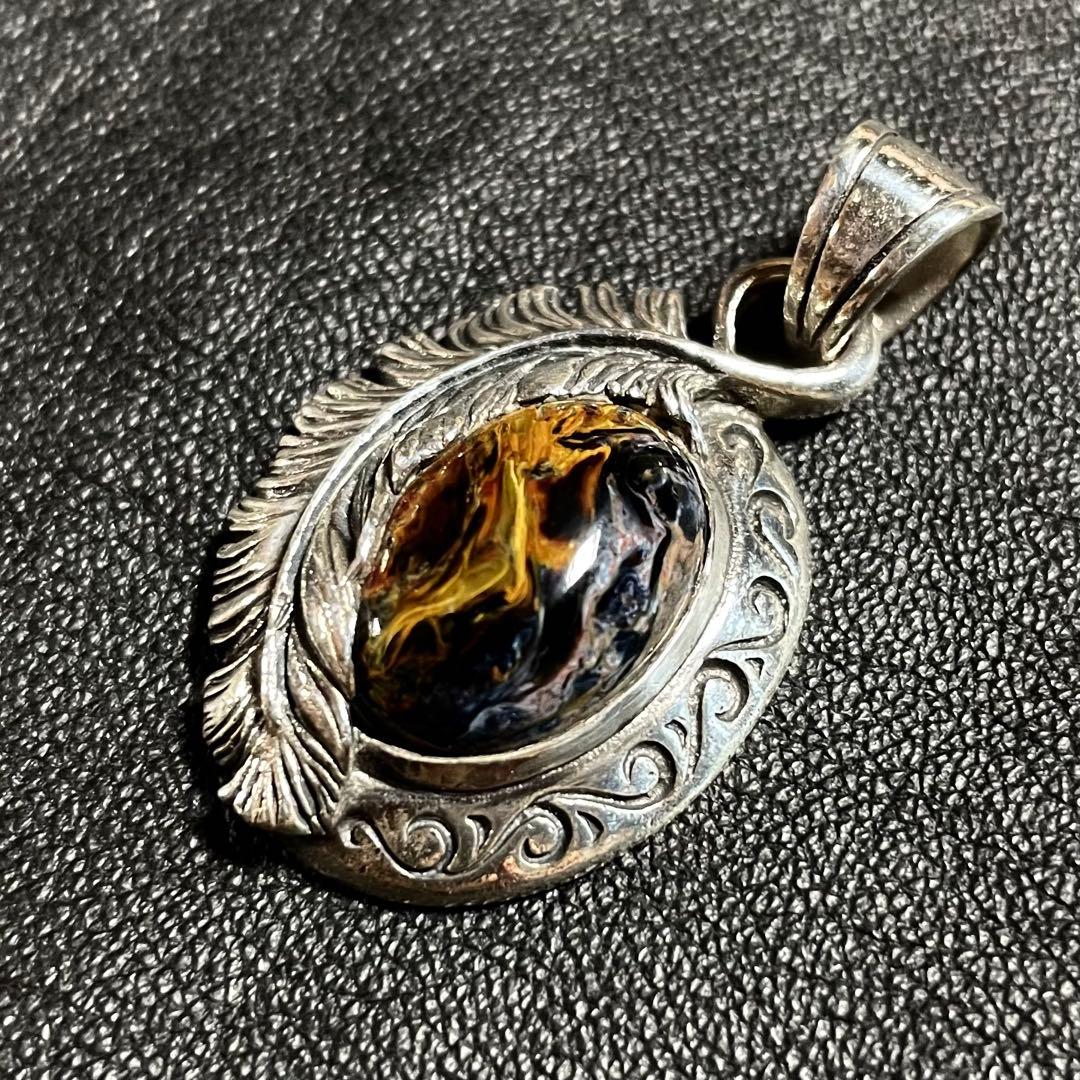 SAAD サード ピータサイト フェザー ペンダント トップ ネックレス