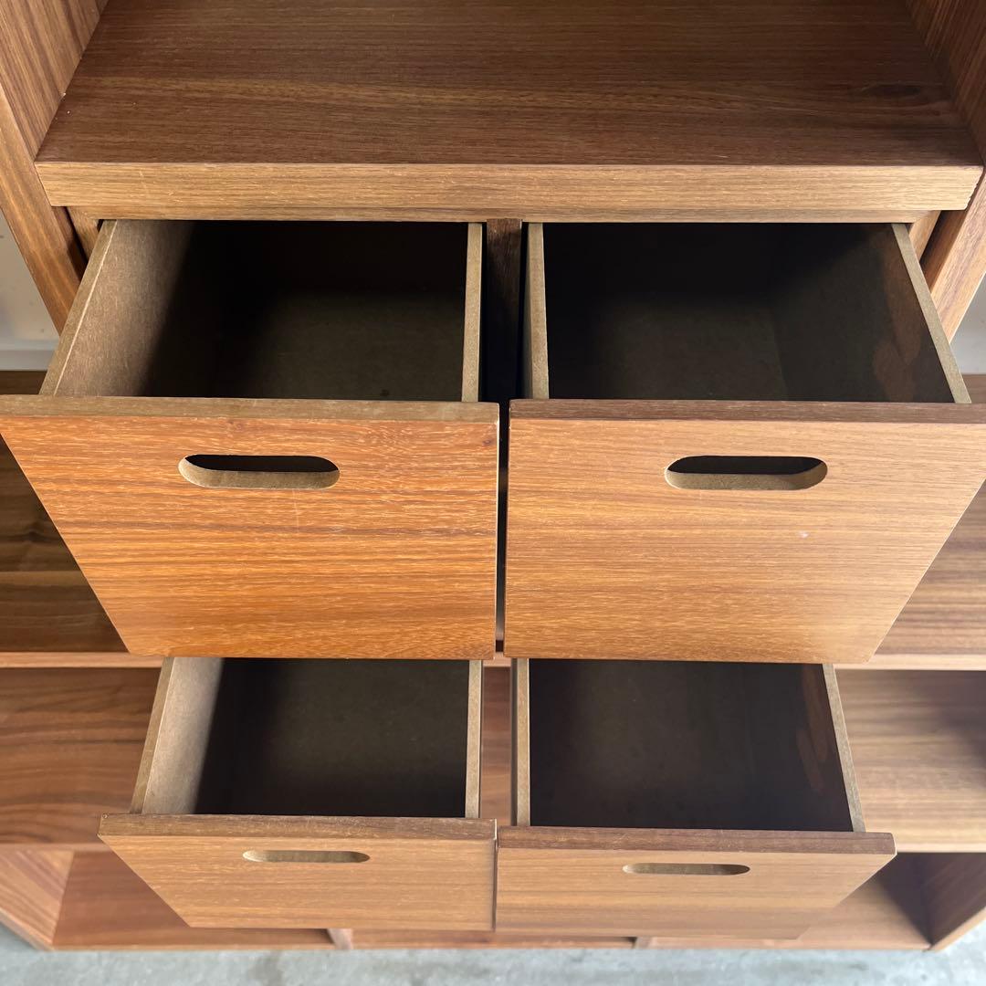 美品★無印スタッキングシェルフセット・５段×３列・ウォールナット チェスト付