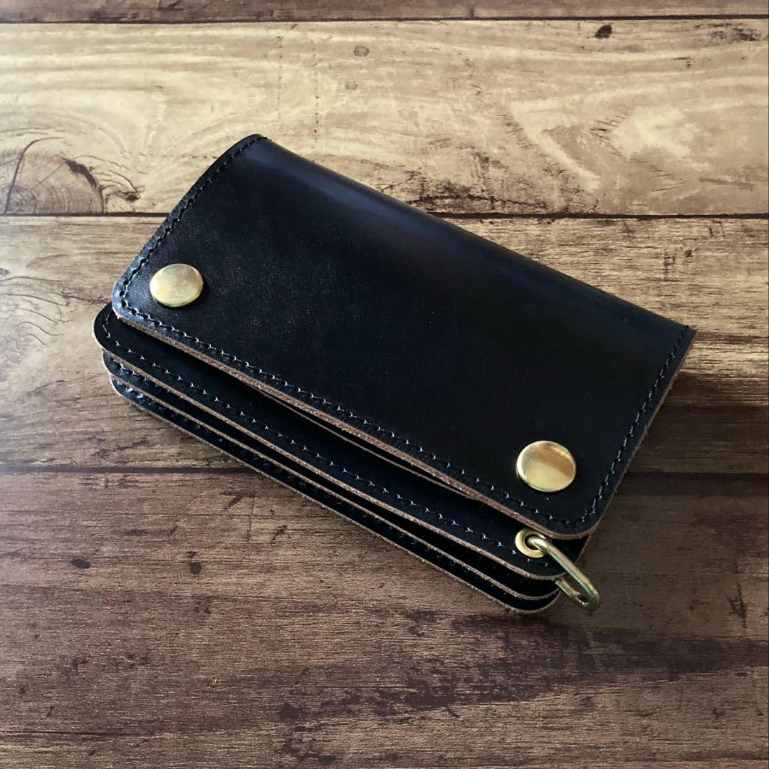 【お札を折らずに収納】北米ステアハイド トラッカーウォレット150（ミドル）3層