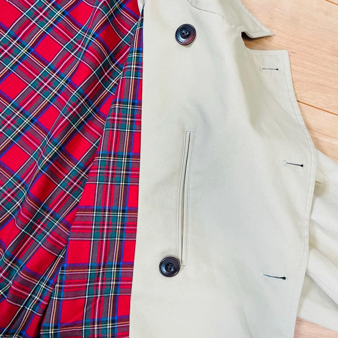 Fred Perry 赤チェック　トレンチコート　ロングコート