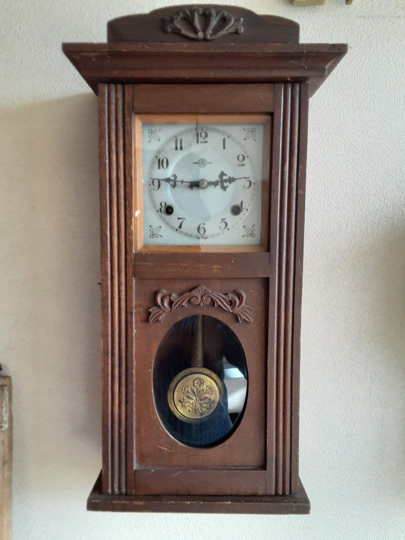 大正ロマン、機械式柱時計、分解掃除、調整油注入済み、動作品