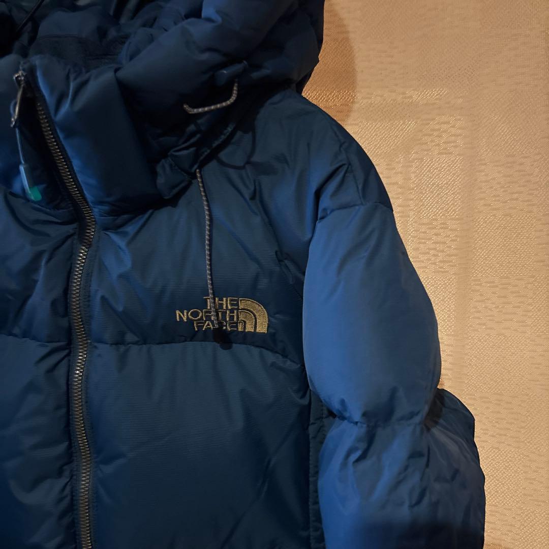 【美品】 ノースフェイス フードダウン レディースL ネイビーパープル