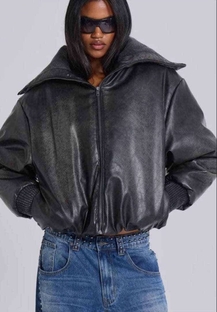 け*ん様 Jaded London フード付きボンバージャケット 黒