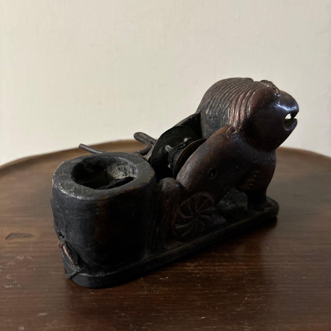 李朝墨壺　アンティーク　韓国骨董　狛犬　招き猫　福助　古美術　朝鮮古美術　木工品