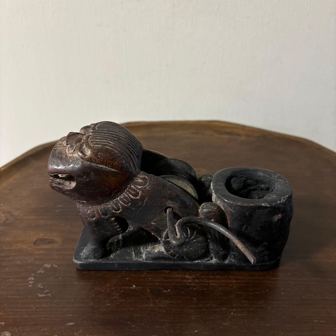 李朝墨壺　アンティーク　韓国骨董　狛犬　招き猫　福助　古美術　朝鮮古美術　木工品
