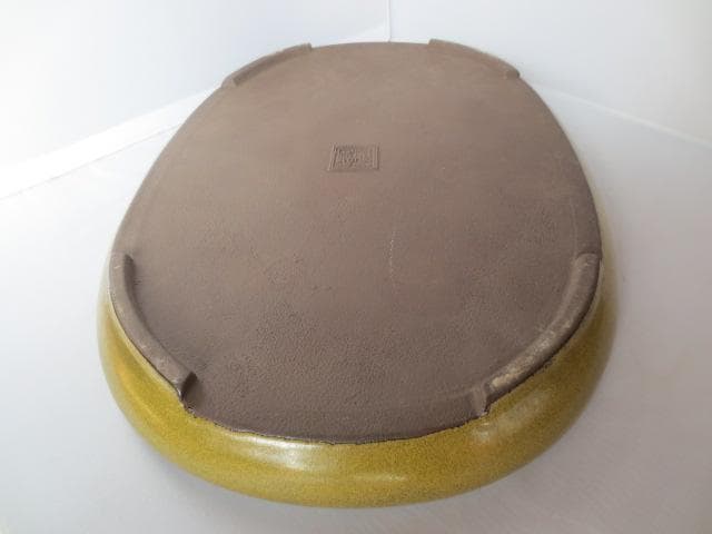 水盤　陶翠　黄釉小判型　水石　花道　幅45㎝　　R7/12/20-1