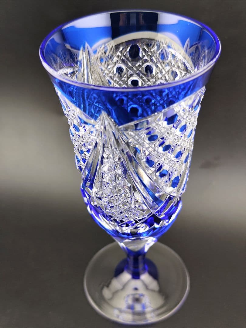 希少品☆江戸切子☆木村泰典 ワイングラス 脚付杯（切子 江戸切子 薩摩切子）
