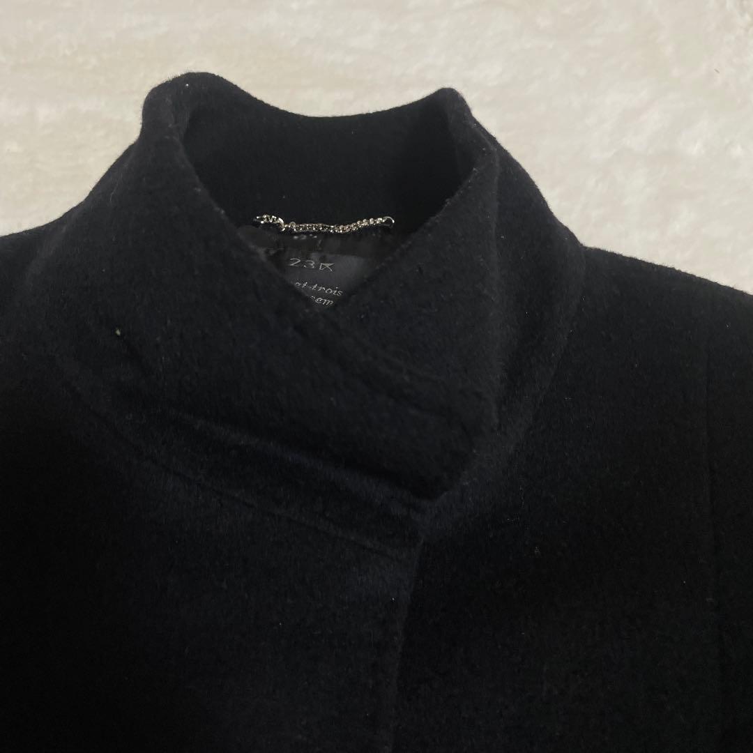 【極美品】23区　比翼　ロングコート　チェスター　ベルト　ウール、アンゴラ　M