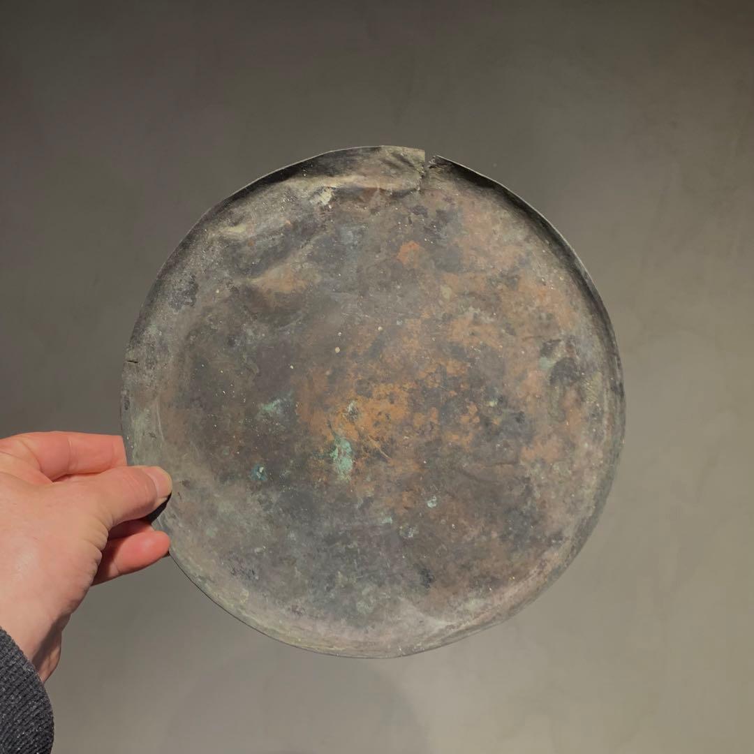 緑青が出た 古い 銅 トレイ 独酌盆 古道具 アンティーク 古美術