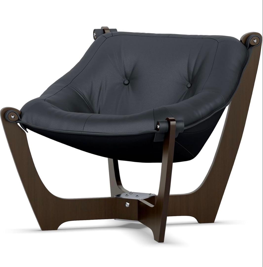 ギャラクシー ルナ ローバック パーソナルチェア 革張 ブラック　本革