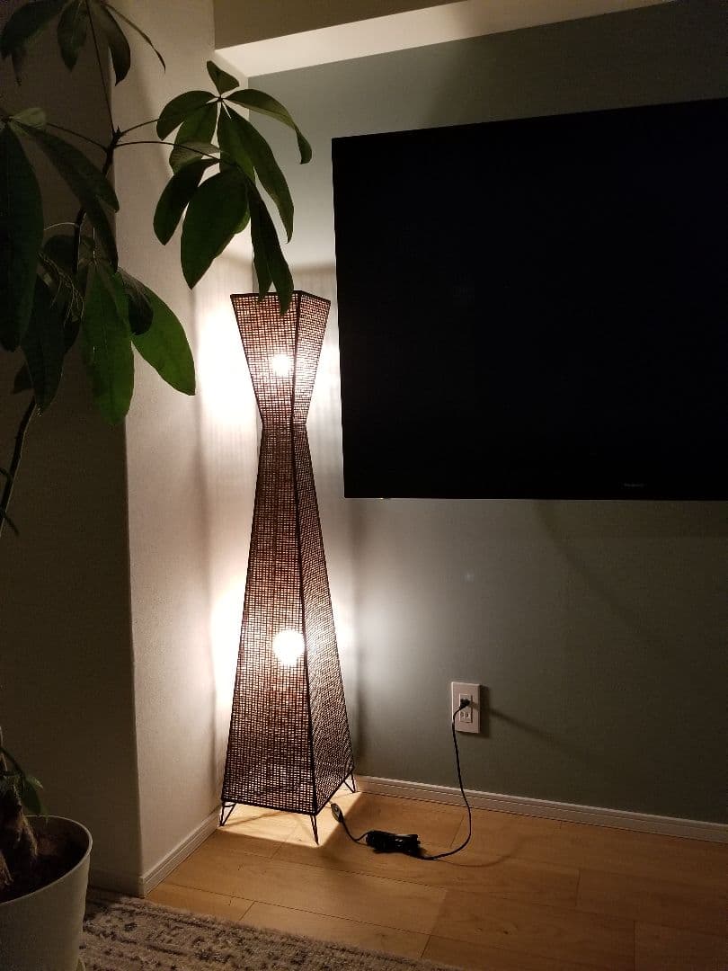 フロアスタンドライト　 長澤ライティング　ウィッカータワー　2灯式