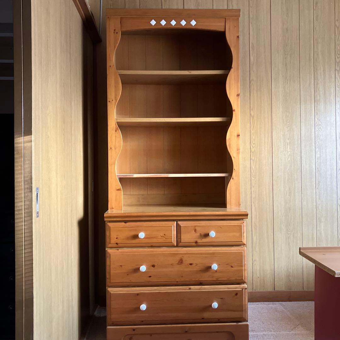 木製オープンシェルフ 引き出し付き　たのメル便